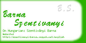 barna szentivanyi business card